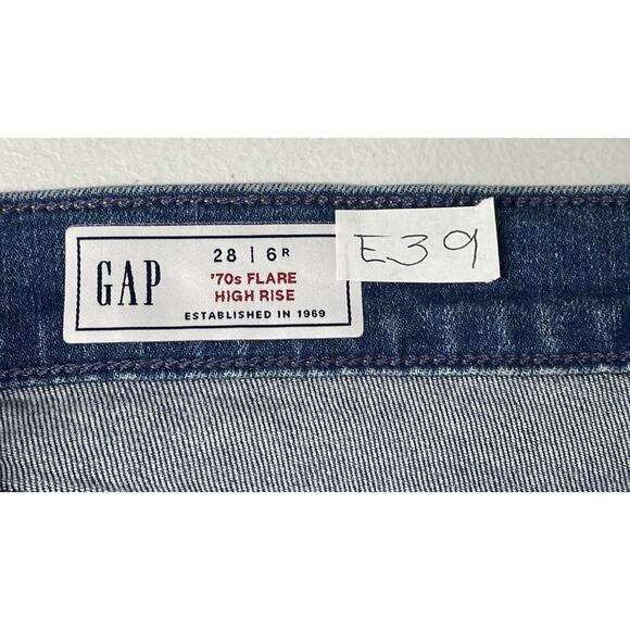 Women’s GAP 70's Flare High Rise Front Pocket Denim Jeans Tag 28/6R Actual 30” - Picture 7 of 9
